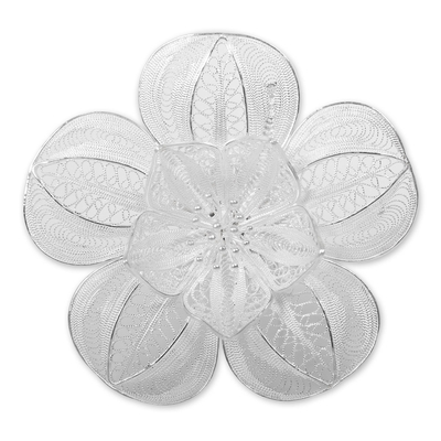 Floral Sterling Silver Filigree Brooch Pin
