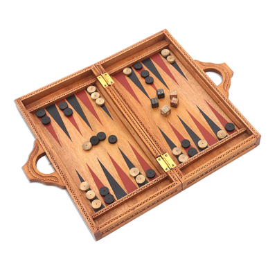 Folding Hand Carved Backgammon Set