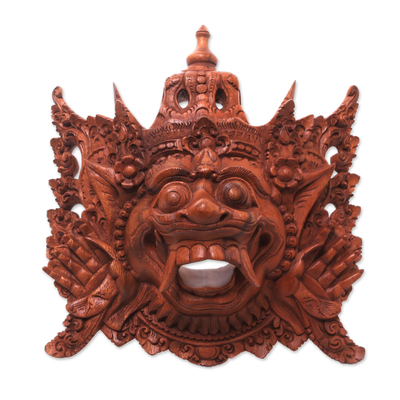 Balinese Carved Wood Mask Depicting Alengka King of Alengka