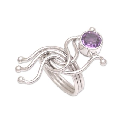 Amethyst Cocktail Ring with Sterling Silver