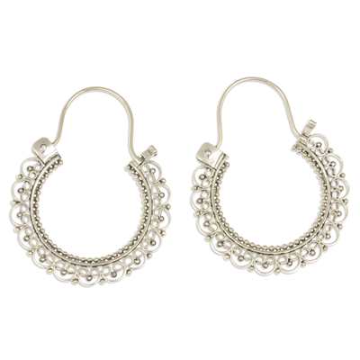 Artisan Jewelry Sterling Silver Hoop Earrings