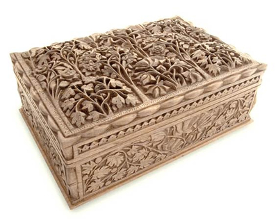 Floral Wood Jewelry Box from India