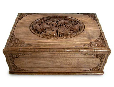 Hand Carved Wood Jewelry Box