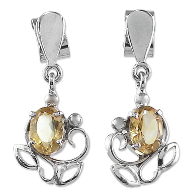 Sterling Silver and Citrine Earrings from India