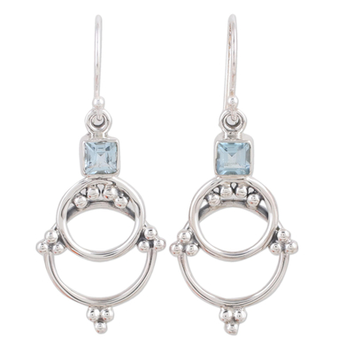 Blue Topaz and Sterling Silver Dangle Earrings