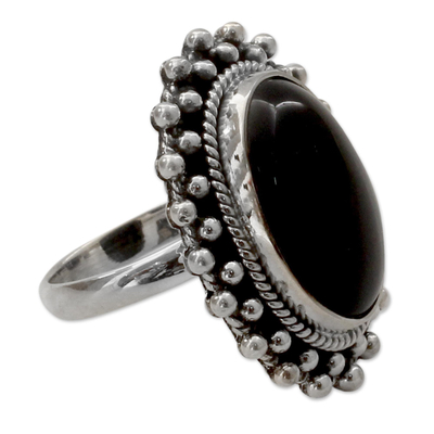 Sterling Silver Cocktail Onyx Ring