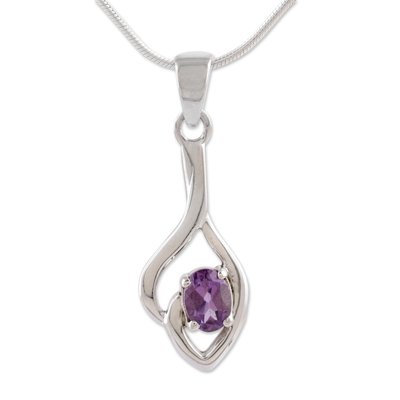 Unique Sterling Silver and Amethyst Pendant Necklace