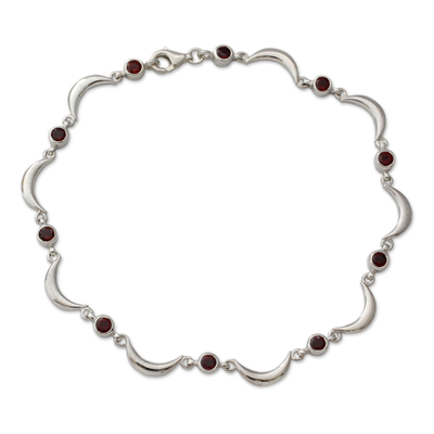 Artisan Crafted Sterling Silver and Garnet Ankle Jewelry