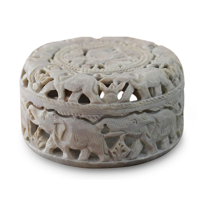 Artisan Crafted Jali Soapstone Jewelry Box