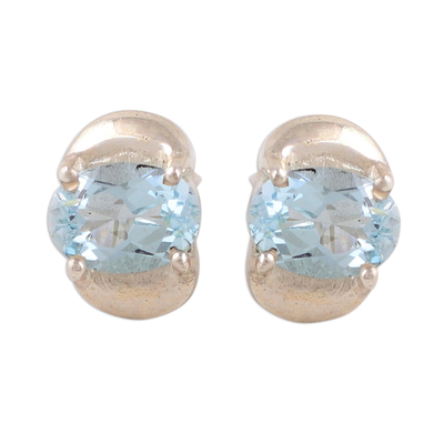 Blue topaz stud earrings