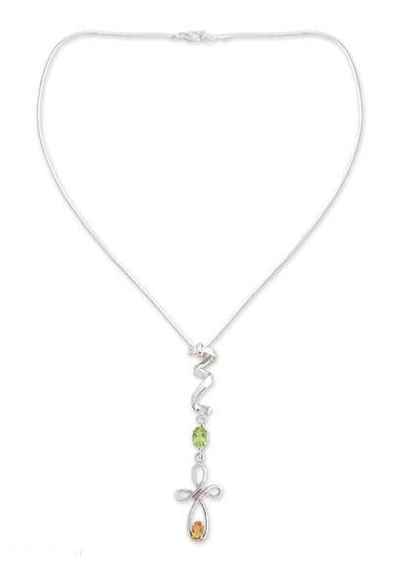 Peridot and citrine Y-necklace