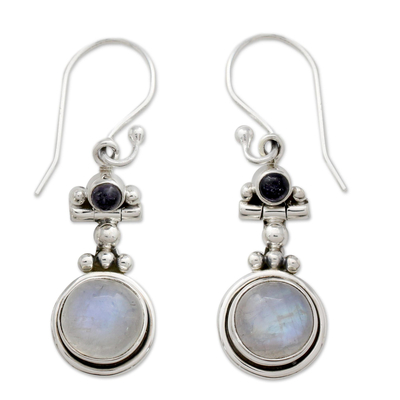 Fair Trade Sterling Silver Moonstone and Iolite Earrings