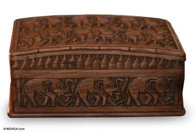 Wood Elephant Jewelry Box