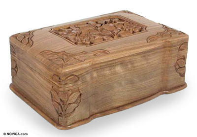 Fair Trade Floral Wood Jewelry Box