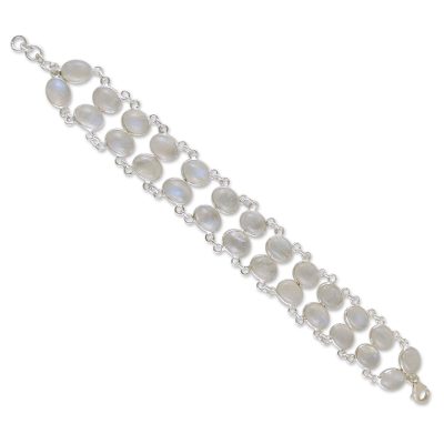 Good Fortune Sterling Silver Wristband Moonstone Bracelet