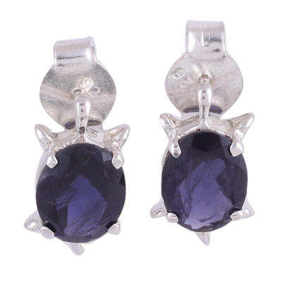 Artisan Jewelry Earrings Sterling Silver and Iolite