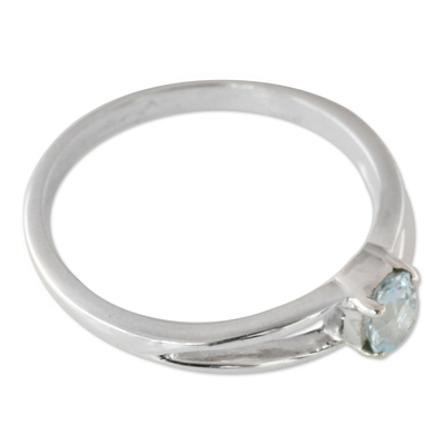 Blue Topaz Solitaire Sterling Silver Ring from India