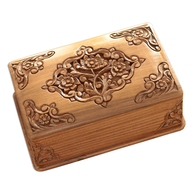 Handcrafted Indian Floral Wood Jewelry Box