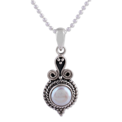 Artisan Crafted Sterling Silver Necklace with Pearl Pendant