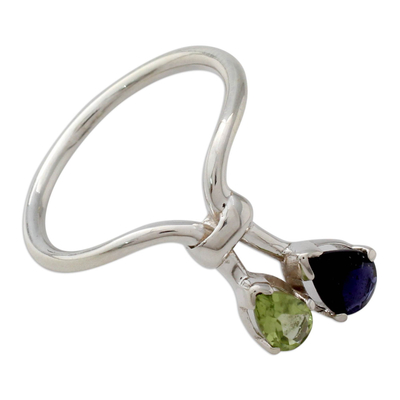 Iolite and Peridot Ring India Silver Jewelry