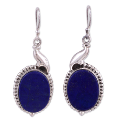 Elegant Artisan Crafted Lapis Lazuli Sterling Silver Dangle Earrings