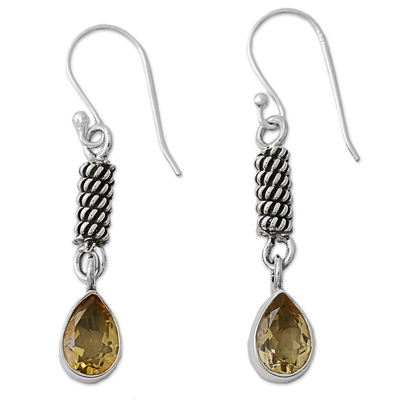 Handcrafted Sterling Silver and Citrine Earrings
