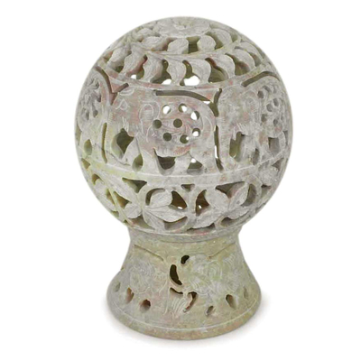India Hand Carved Soapstone Candle Holder