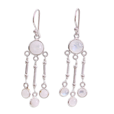 Rainbow Moonstone Earrings in Sterling Silver Handmade