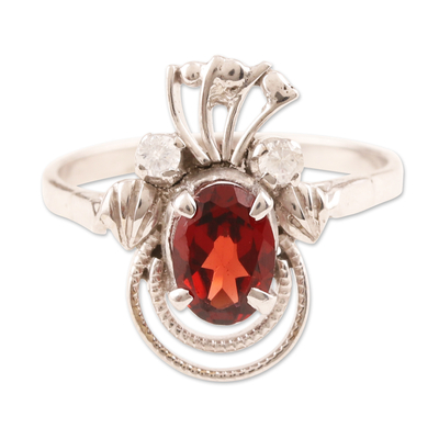 Artisan Crafted Red Garnet January Birthstone Sterling Silver Ring