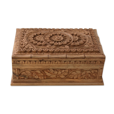 Handmade Floral Wood Jewelry Box from India