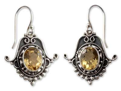 Citrine Earrings in Sterling Silver Jewelry from India