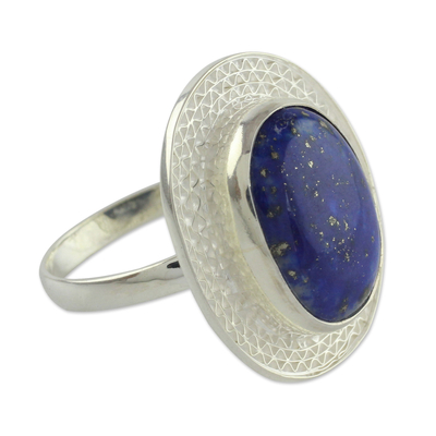 Lapis Lazuli and Sterling Silver Cocktail Ring from India