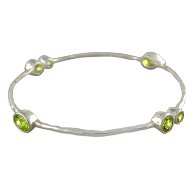 Sterling Silver Bangle Peridot Bracelet from India