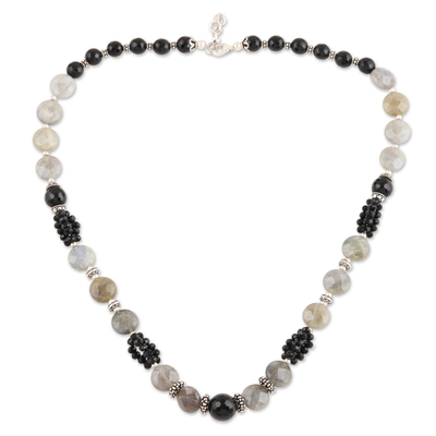 Onyx and labradorite beaded necklace