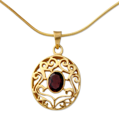 Handcrafted Vermeil and Garnet Necklace Golden Jewelry