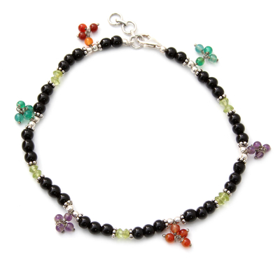 Onyx and carnelian anklet
