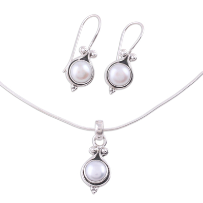 Bridal Sterling Silver Pearl Jewelry Set from India