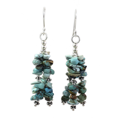Turquoise Earrings on Sterling Silver Indian Beaded Jewelry