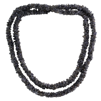 Iolite long beaded necklace