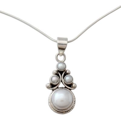 Bridal Pearl Necklace in Sterling Silver from India