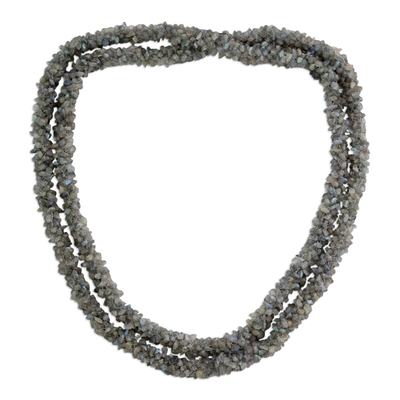 Labradorite long beaded necklace