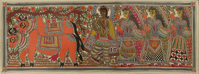 Indian Madhubani Folk Art Painting