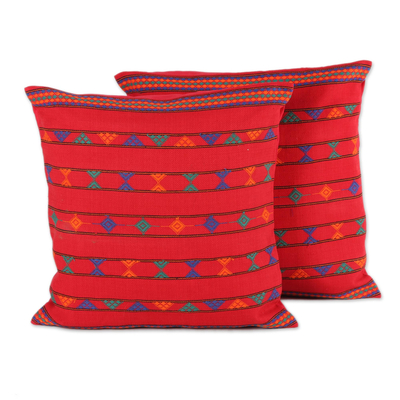Cotton Embroidered Cushion Covers (Pair)