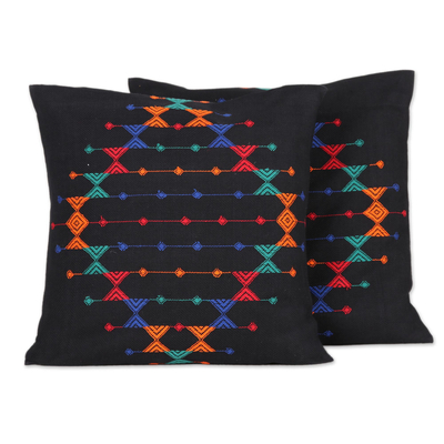 Cotton Patterned Cushion Covers from India (Pair)