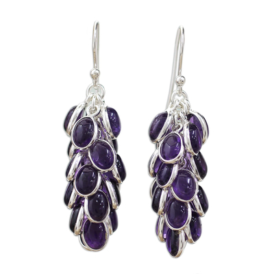 Sterling Silver and Amethyst Earrings Indian Jewelry
