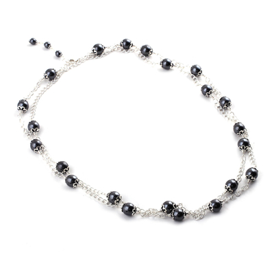 Sterling Silver and Hematite Necklace Artisan Jewelry