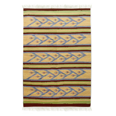 Fair Trade Geometric Wool Area Rug (4x6)