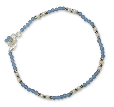 Chalcedony and pearl anklet