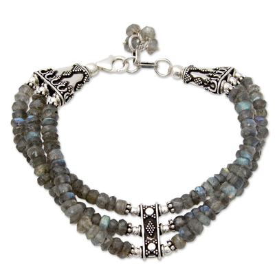 Hand Made Labradorite Beaded Bracelet with Sterling Silver