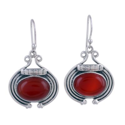 Artisan Jewelry Earrings with Carnelian and Sterling Silver